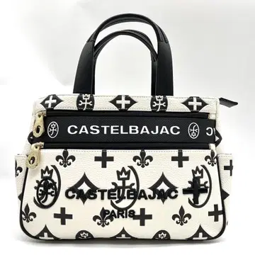 미사용 CASTELBAJAC 클레어 모노그램 가죽 화이트 카트백