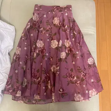 JILLSTUART 보라색 핑크 꽃무늬 플레어 스커트