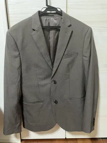 H&M 브라운 슬림핏 싱글 브레스 자켓