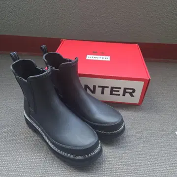 HUNTER 블랙 첼시 부츠