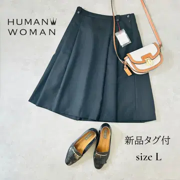 [택 포함 새상품] HUMAN WOMAN 울 100% 플레어 스커트 L
