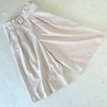 언타이틀 와이드 팬츠 크롭 베이지 S 일본제