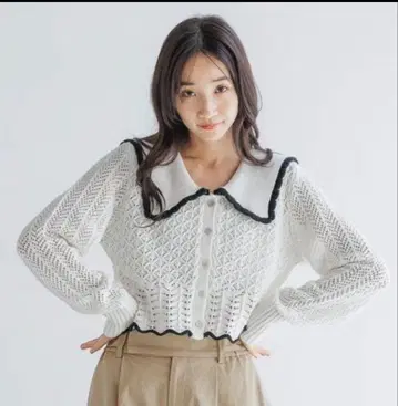 택 포함 새상품 BIG 컬러 레이시 니트 로리즈팜