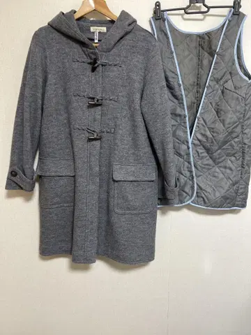 (셀프+서비스) 그레이 더플 코트 라이너 포함 모 100%