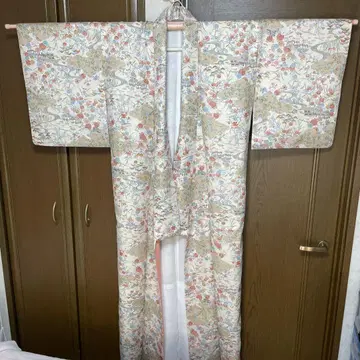 코몬 기모노 다색 꽃무늬