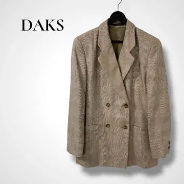 DAKS 베이지 체크 무늬 더블 브레스트 자켓 9AR 일본제