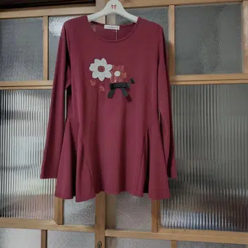 새상품급 택 포함 비스콘티 와인 컬러 꽃 비쥬 튜닉 3