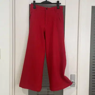 레드 와이드 레그 슬랙스