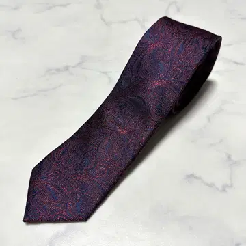 미사용급 새상품급 VANHEUSEN 넥타이 보르도 페이즐리 네이비
