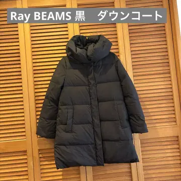 Ray BEAMS 후드 부착 블랙 다운 코트