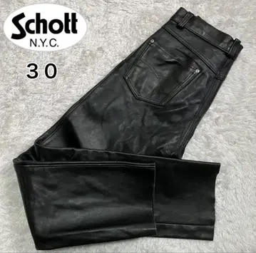 Schott 블랙 가죽 팬츠 30