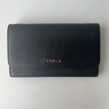 FURLA 블랙 가죽 접이식 지갑