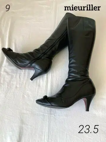 mieuriller 소프트 가죽 롱 부츠 블랙 23.5