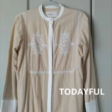 TODAYFUL 자수 베이지 롱 셔츠 원피스