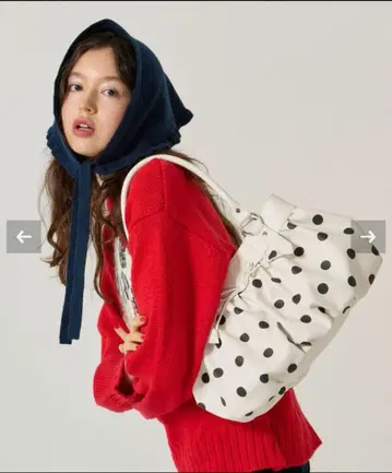 tinajojun 도트 무늬 개더 백 화이트