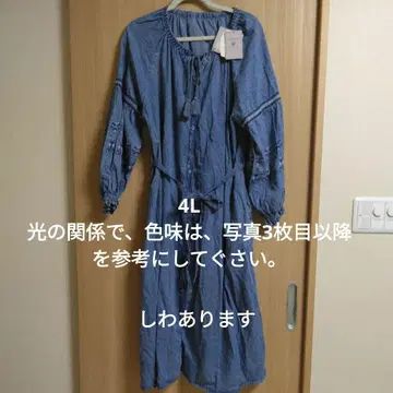 빅 사이즈 여성용 블루 롱 원피스 4L