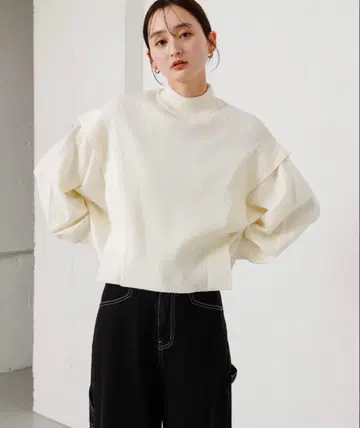 아이보리 리브 긴팔 스웨터 새상품