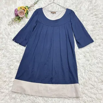 보르지 투모로우랜드 일본제 [M] 코튼 혼방 7부 소매 튜닉 네이비