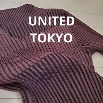 UNITEDTOKYO 리브 긴팔 상의 브라운 x 블랙 프리 사이즈