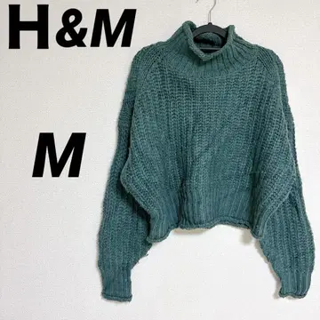H&M 그린 터틀넥 니트 [ M ] 크롭 기장 오버 사이즈
