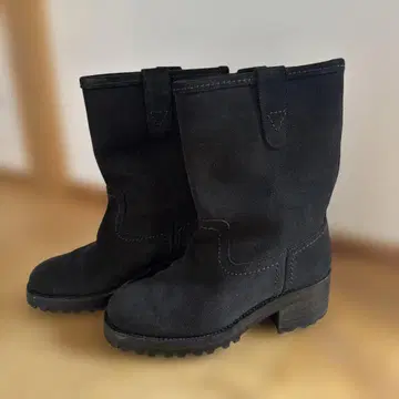 KISSA 블랙 스웨이드 부츠 힐 5cm
