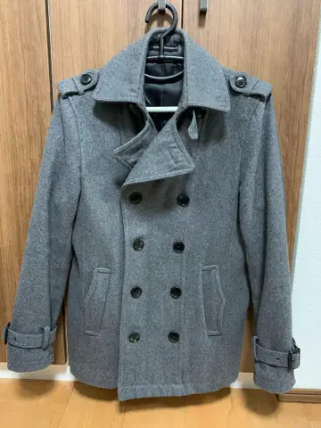 MALE&Co. 그레이 울 피 코트 더블 브레스트
