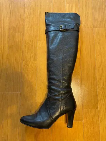 블랙 가죽 니하이 부츠 23.5cm