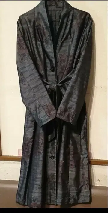 오시마 명주 기모노 리메이크 코트 동일 원단 리본 포함