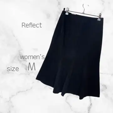 리플렉트 플레어 스커트 벨로아 소재 미디 기장 블랙
