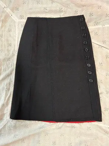 소니아 리키엘 블랙 버튼 타이 스커트
