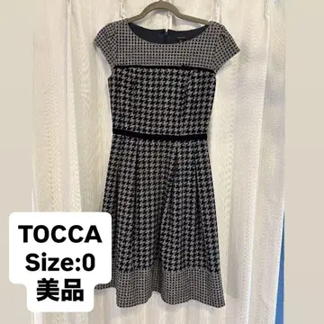 TOCCA 하운드 투스 패턴 반팔 원피스 Size:0