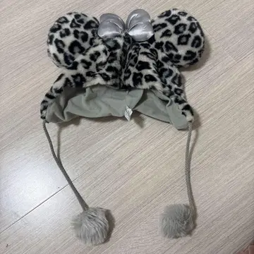 레오파드 무늬 미키 귀 모자