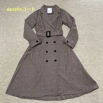 dazzlin 하운드투스 패턴 롱 코트 벨트 포함