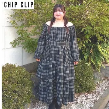CHIP CLIP 체크 무늬 티어드 원피스 3L