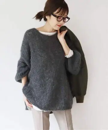 [택 포함 새상품] 플라주 이탈리아얀 HANDKNIT 모헤어 니트 그레이
