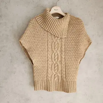 LAURA ASHLEY 케이블 짜임 터틀 니트 베스트 베이지 S