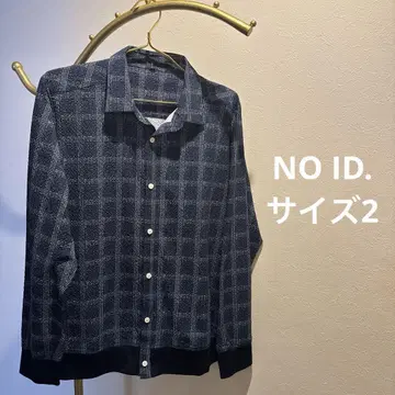 [ 새상품급 ] NO ID 네이비 체크 무늬 긴팔 셔츠