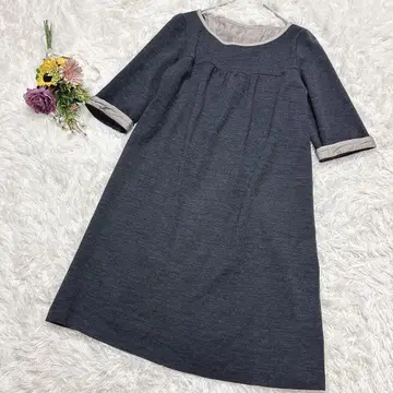아두이트리스테스 울 혼방 플레어 원피스 이소재 A라인 그레이 M
