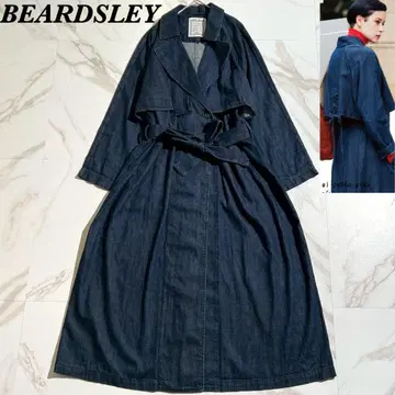 미사용급 비어즐리 백 레이스업 데님 트렌치코트 롱 코트 F