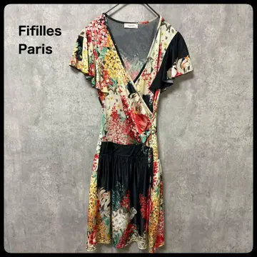 # Fifilles Paris 플라워 프린트 랩 드레스 무릎 기장 원피스