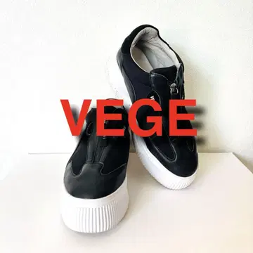 스니커즈 VEGE 통굽 스니커즈 블랙 프론트 지퍼 블랙 25cm