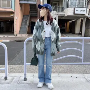 CIAOPANIC TYPY 자카드 샤기 니트 가디건