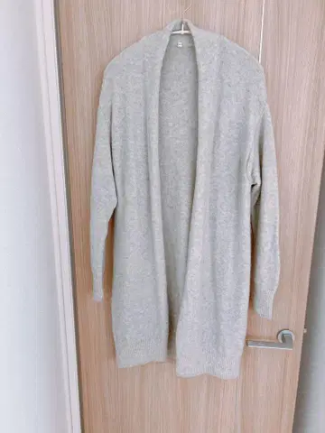 무인양품 MUJI 야크 혼방 부클 롱 가디건 라이트 그레이 M~L