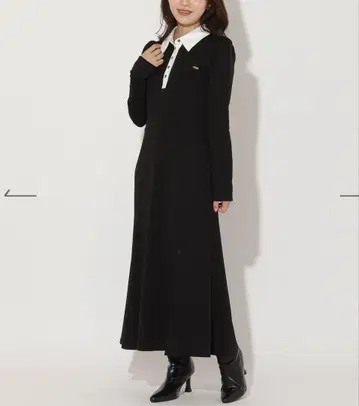 앙데팡당 배색 폴로 옷깃 원피스