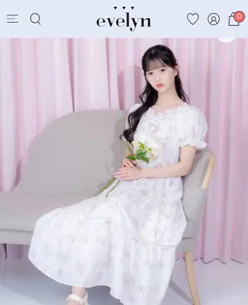 evelyn 꽃무늬 개더 롱 원피스