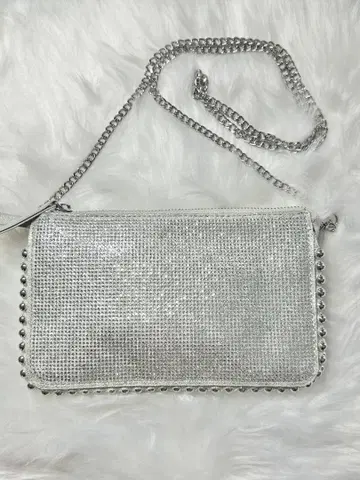 ZARA 반짝이는 체인 숄더백 실버