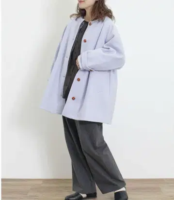 [새상품] Samansa Mos2 울리 라이크 미들 기장 크루넥 코트