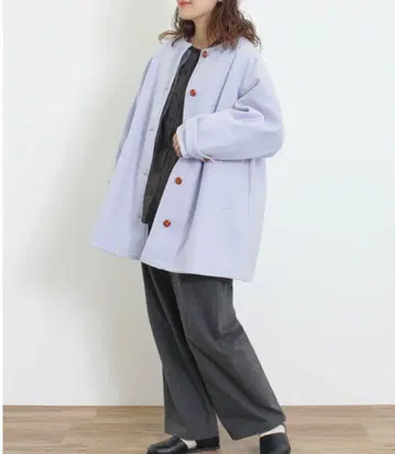 [새상품] Samansa Mos2 울리 라이크 미들 기장 크루넥 코트