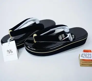 조리 힐 높이 학 자수 벨벳 블랙 컬러 프리 24.0cm NO42623