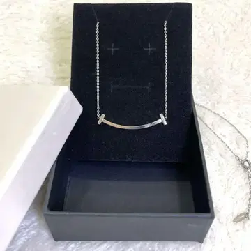 인기!! 일본제 금속 알레르기 대응 스마일 목걸이 실버 조정 가능